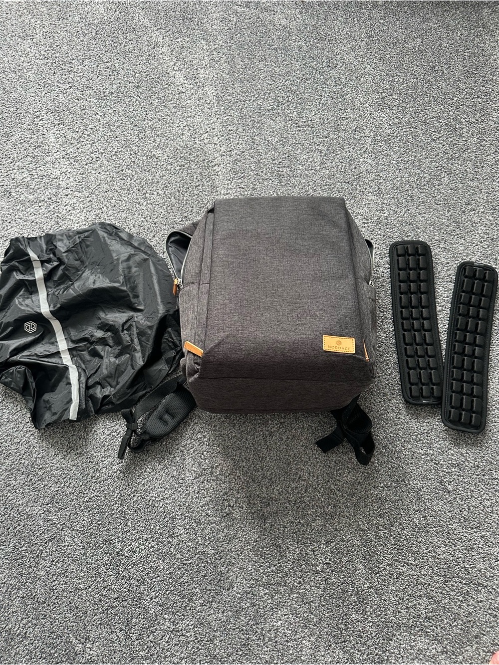 Minimalist Dark Gray Women's Backpack with Tan Accent